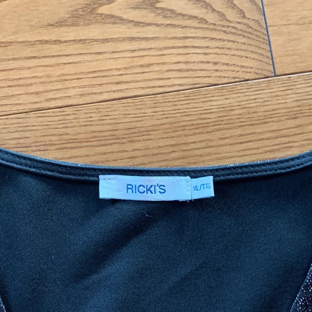 💛2/$20 Ricki's Black Shimmer Peplum Blouse - Picture 2 of 5